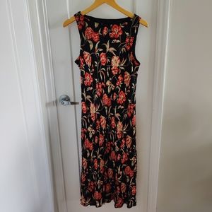 Silk Floral Sleeveless Maxi Dress